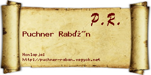 Puchner Rabán névjegykártya